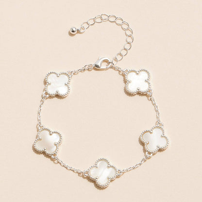 Colorful Shell Charm Bracelet with Gold Detailing: White Gold