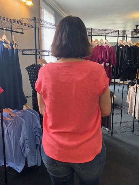 Coral Boat Neck Top