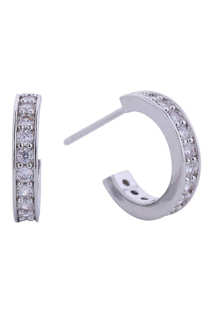 14K Daily CZ Pave Hoop Post Earring: White Gold / 2.6 cm