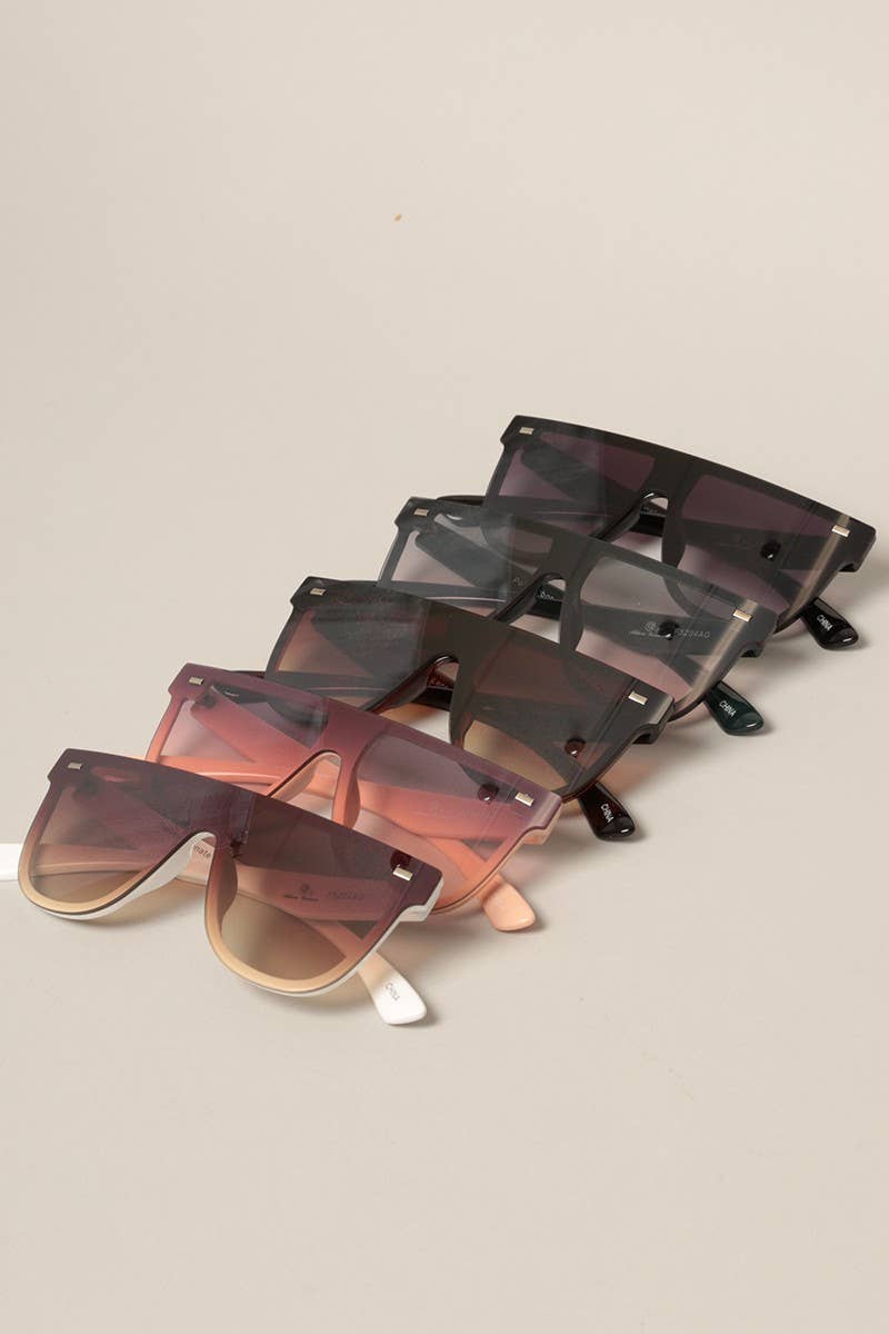 Women's Flat Top Shield Round Sunglasses