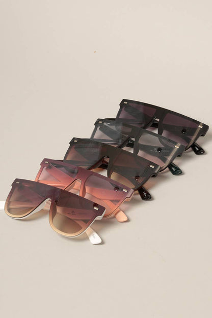 Women's Flat Top Shield Round Sunglasses