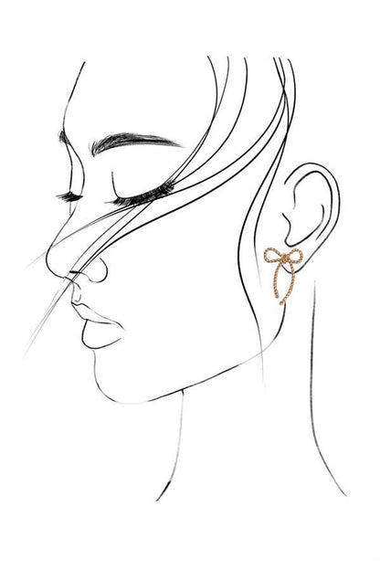 Rope Bow Design Stud Earrings: GOLD