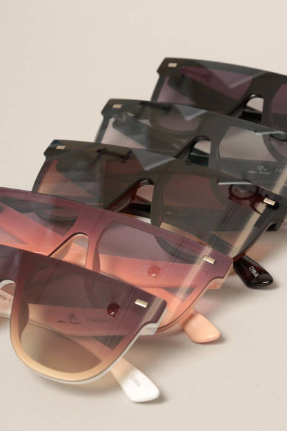 Women's Flat Top Shield Round Sunglasses