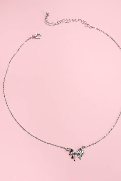 MINI BOW RIBBON NECKLACE: Gold