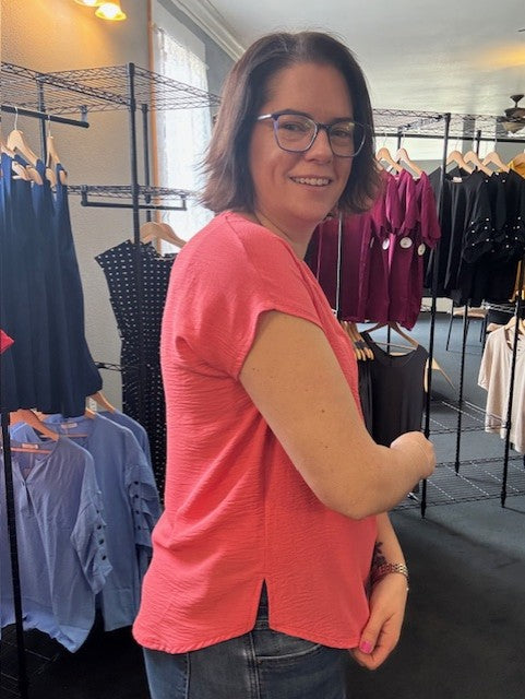 Coral Boat Neck Top