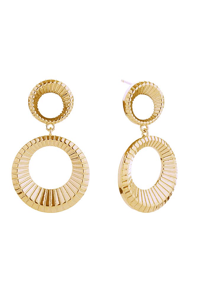 14K Double Loop Post Earrings: Gold