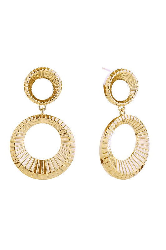 14K Double Loop Post Earrings: Gold