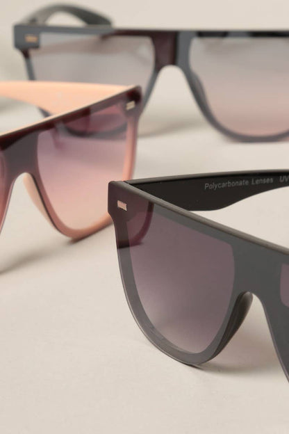 Women's Flat Top Shield Round Sunglasses