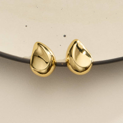 18K Gold-Dipped Organic Sculptural Teardrop Studs: Silver
