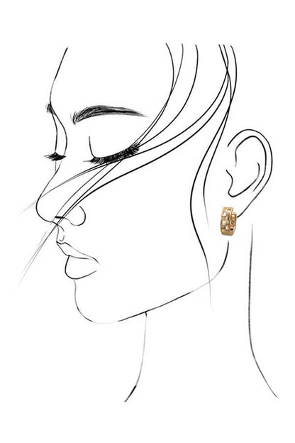 MINI CUTOUT CHECKER HOOP HUGGIE EARRING: MATTE SILVER