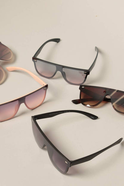 Women's Flat Top Shield Round Sunglasses