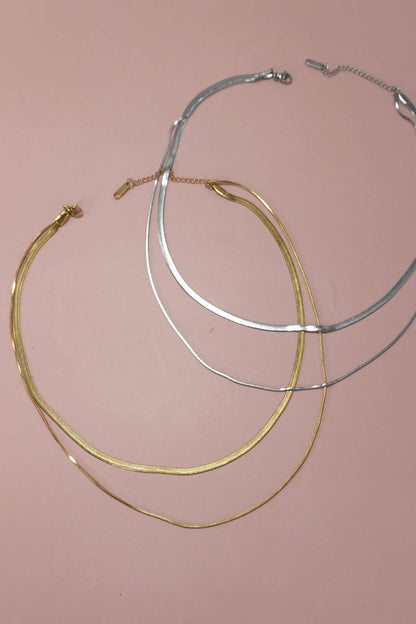 STAINLESS STEEL TARNISH FREE  MULTI LAYER NECKLACE: Silver