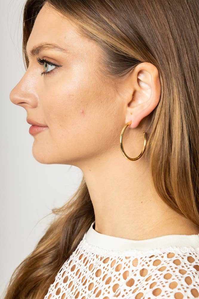 14K Metal Post Hoop: Gold / 3cm