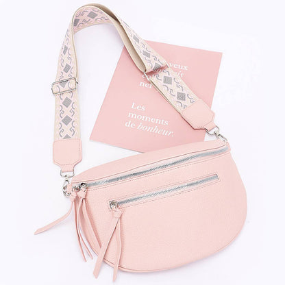 Faux Leather Crossbody Bag Belt: Pink