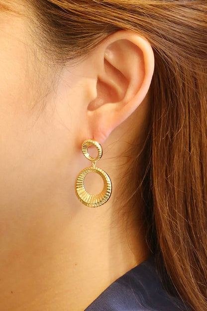 14K Double Loop Post Earrings: White Gold
