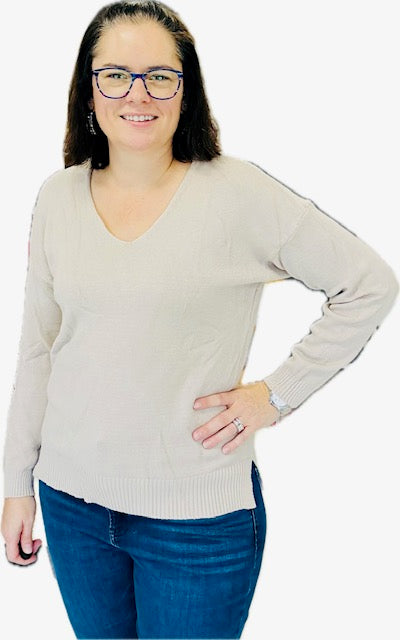 V-Neck Beige Sweater