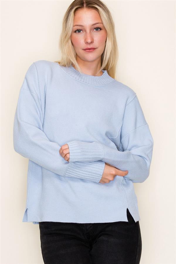 Mock Neck Sweater - Light Blue
