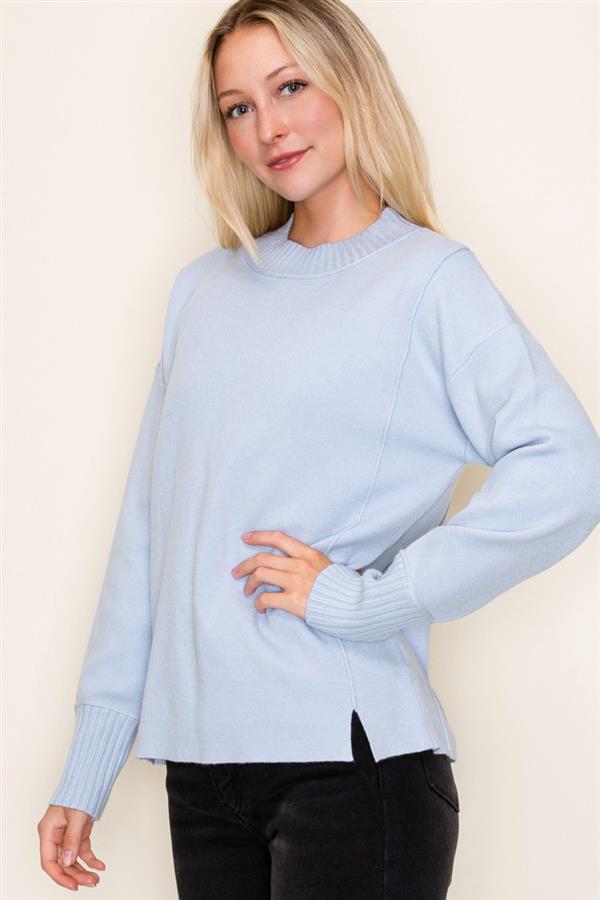 Mock Neck Sweater - Light Blue