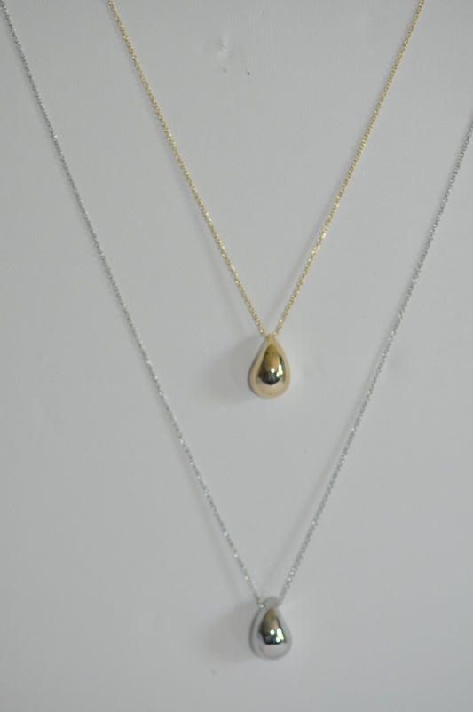 Silver Drop Pendant Necklace
