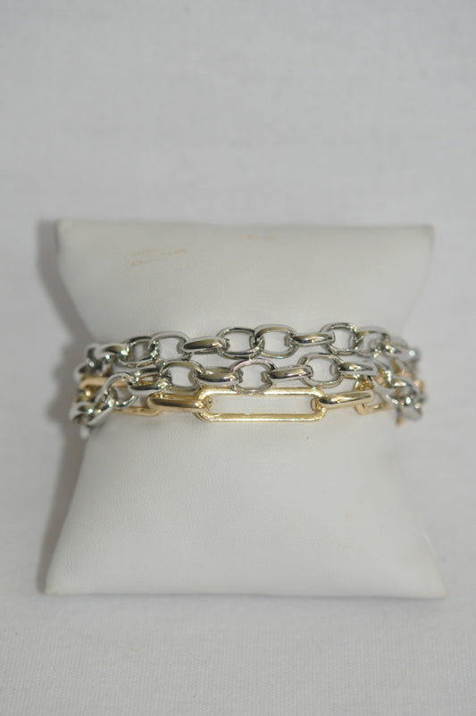 Two Tone 3 chain Bracelet