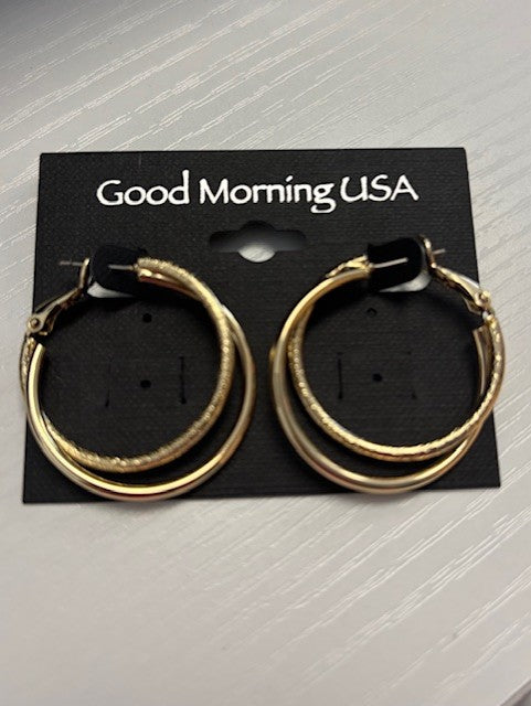 Gold Double Hoop 2-Finish Earring