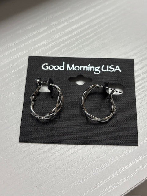 Silver Woven Hoop Earring