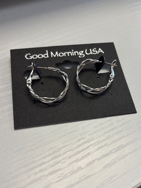 Silver Weave Hoop Earring