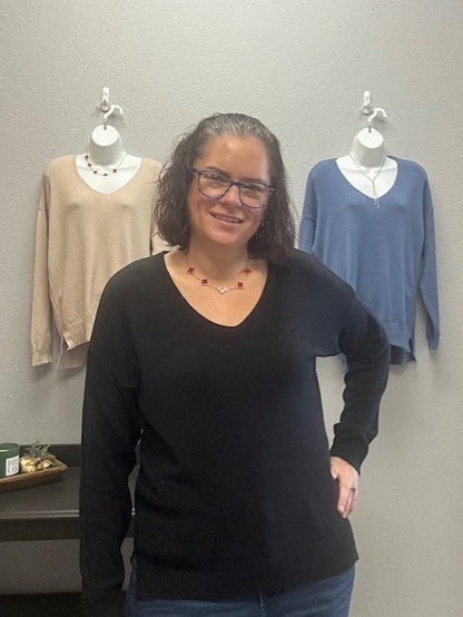 V-Neck Steel Blue Sweater