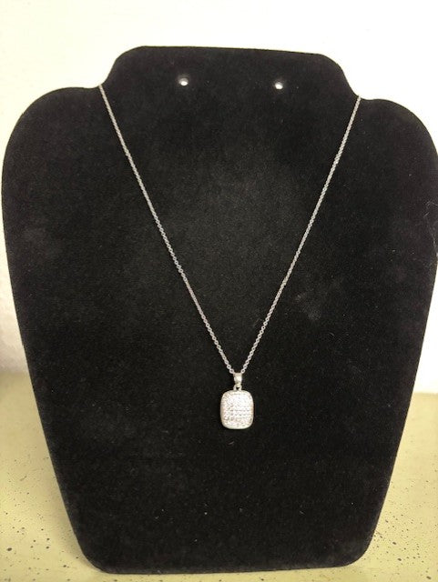 Silver Square Pendant Necklace