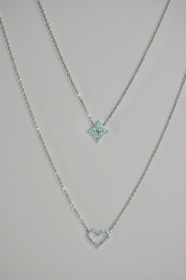 Silver Square Pendant Necklace