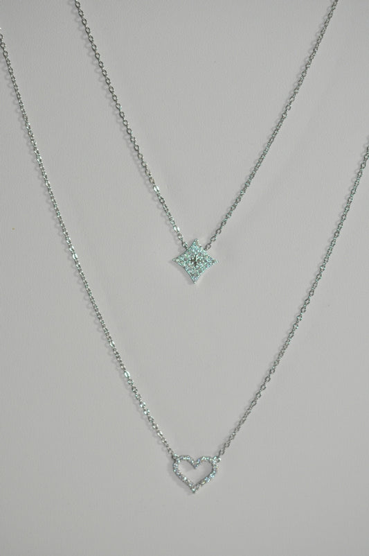 Silver Square Pendant Necklace