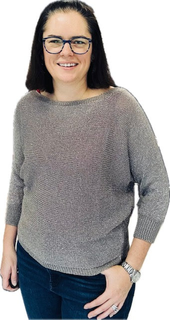 Taupe Sweater with Bow Detail