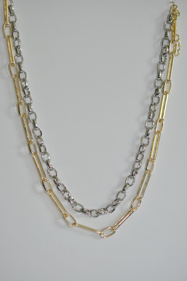 Two Tone Double Row Necklace