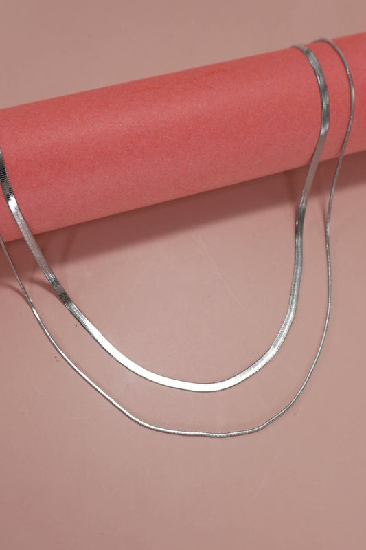 STAINLESS STEEL TARNISH FREE  MULTI LAYER NECKLACE: Silver