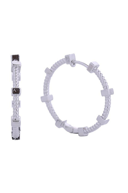 14K Spin Wheel Huggie Earrings: White Gold