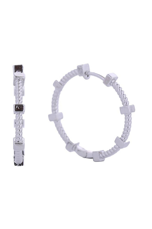 14K Spin Wheel Huggie Earrings: White Gold