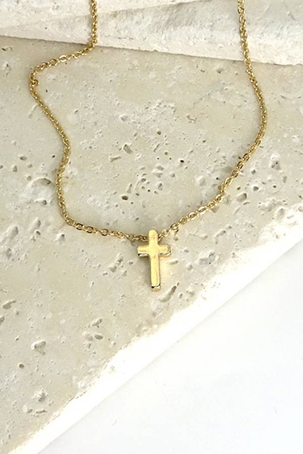 Classic Mini Cross Necklace: GOLD