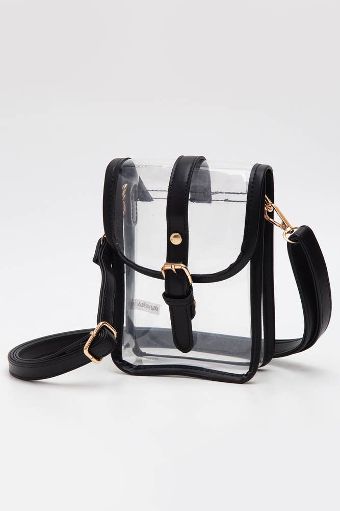 Clear Cross Body Stadium Concert Transparent Handbag: Black