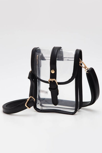 Clear Cross Body Stadium Concert Transparent Handbag: Black