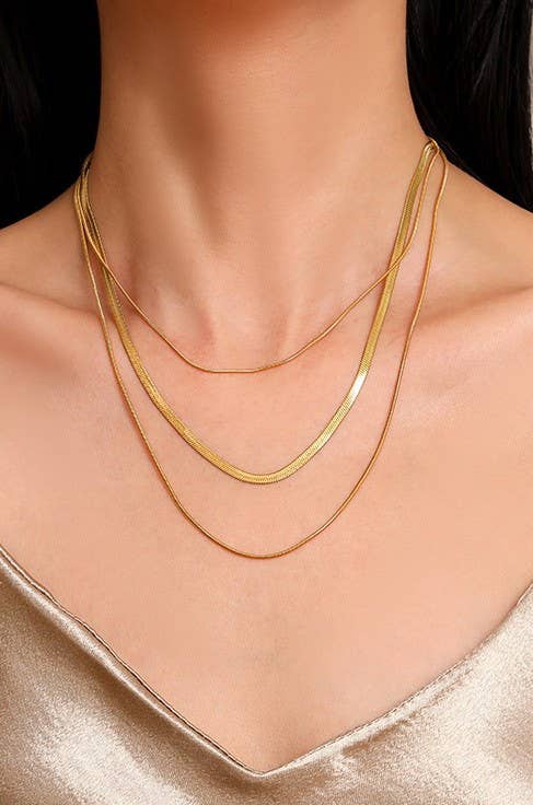TITANIUM  STEEL NON-TARNISH LAYERED CHAIN NECKLACE: Silver