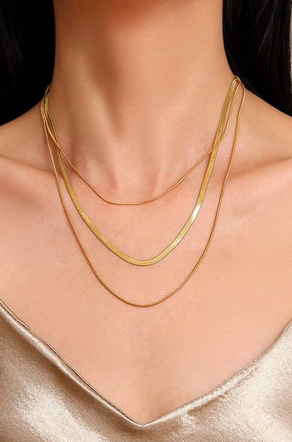 TITANIUM  STEEL NON-TARNISH LAYERED CHAIN NECKLACE: Silver
