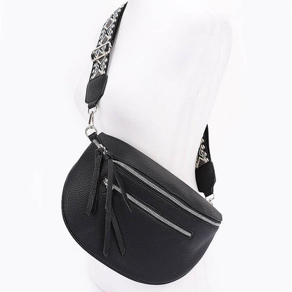 Faux Leather Crossbody Bag Belt: Black