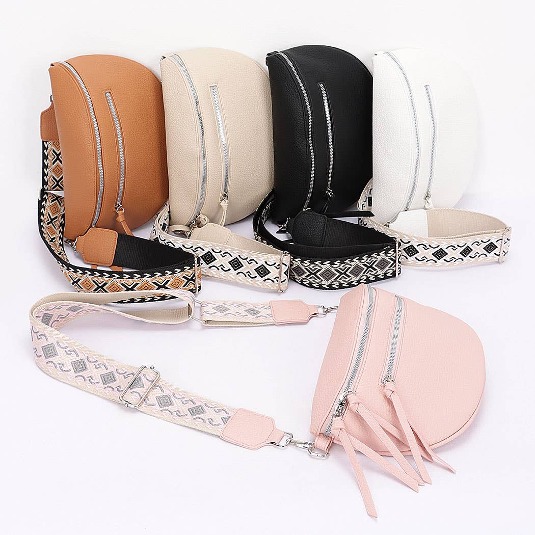 Faux Leather Crossbody Bag Belt: Pink