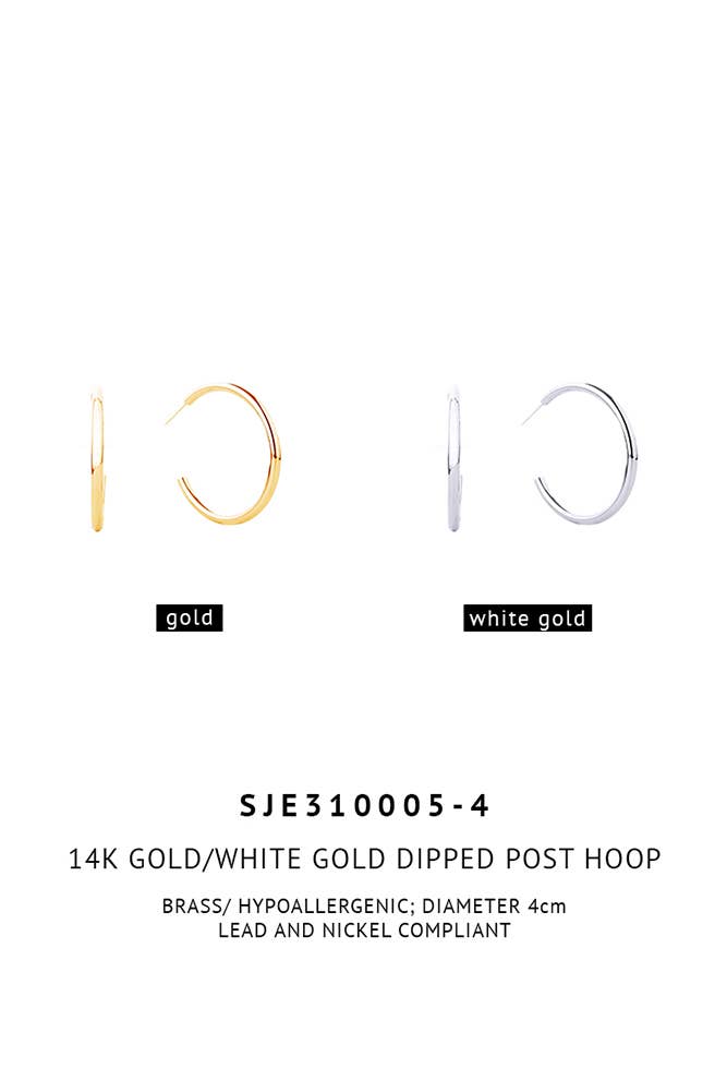14K Metal Post Hoop: Gold / 3cm
