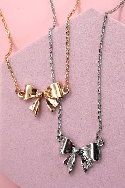MINI BOW RIBBON NECKLACE: Gold
