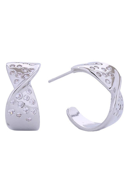 14K Starry Night Hoop Earrings: White Gold
