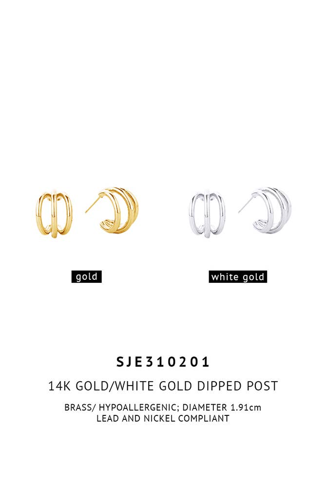 14K Gold Dipped Post: White Gold