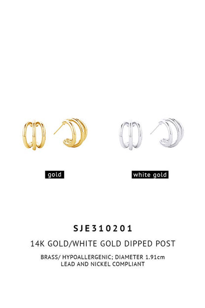 14K Gold Dipped Post: White Gold