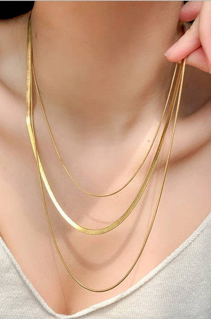 TITANIUM  STEEL NON-TARNISH LAYERED CHAIN NECKLACE: Silver