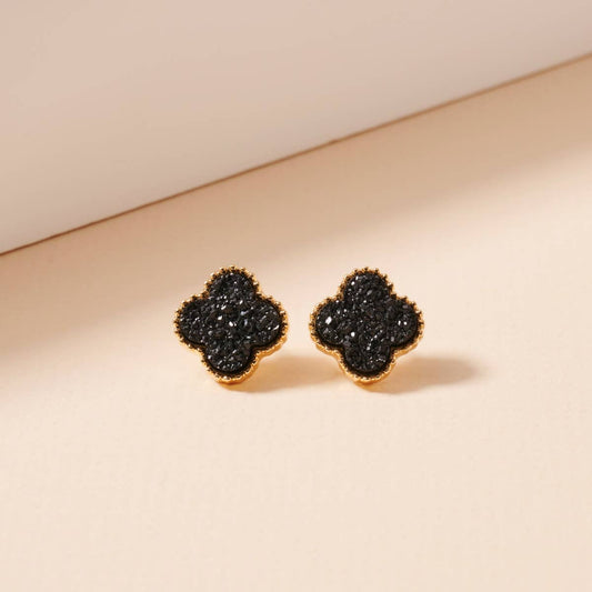Flower Stud Earrings: Black